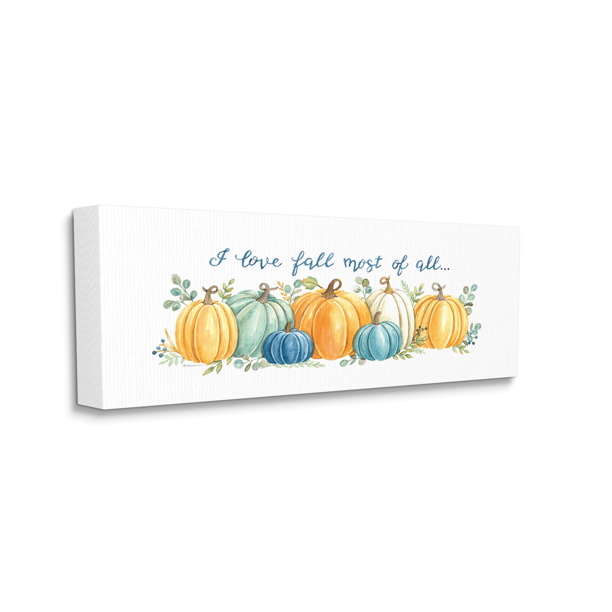 Love Fall Most Of All Assorted Harvest Pumpkins Botanical & Floral Graphic Art Gallery-Wrapped Canvas Print Wall Art