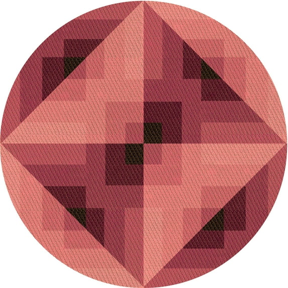 Ahgly Company Indoor Round Patterned Crimson Red Area Rugs, 4' Round