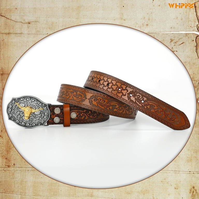 WHIPPY Western Belts for Men Women Genuine Leather Cowboy Cowgirl Belt Walmart