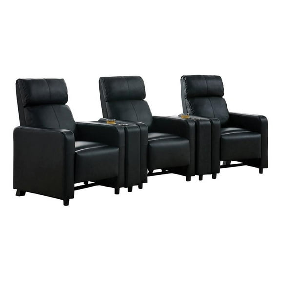 Toohey Upholstered Tufted Recliner Living Room Set Black