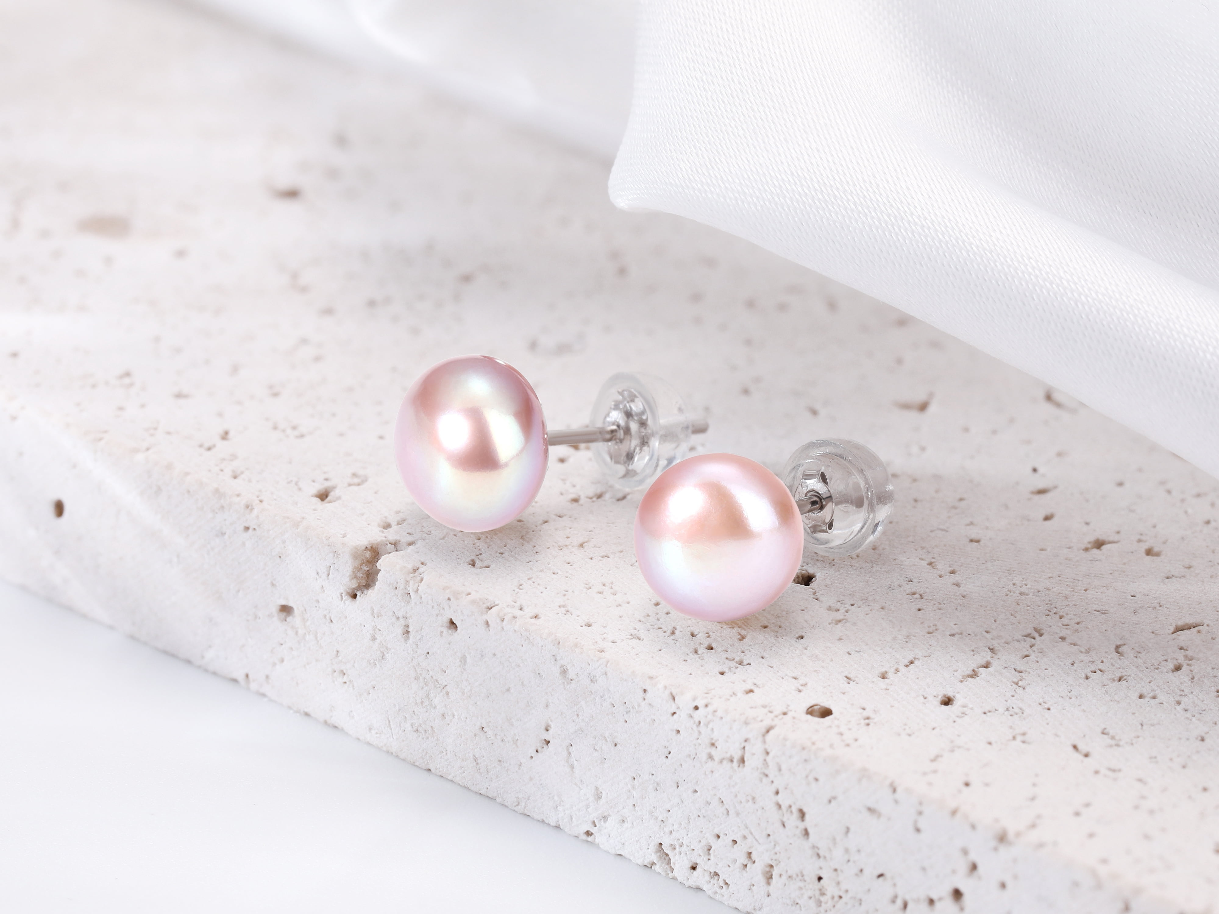 Bamiki 9-10mm Purple Pearl Stud Earrings for Women, Freshwater Cultured Pearls, Hypoallergenic 925 Sterling Silver, Perfect Gift