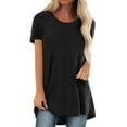thumbnail image 1 of Sonducket Camisa de mujer con cuello y manga corta en color liso Prendas para la parte del cuerpo negro L, 1 of 4