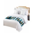 thumbnail image 2 of Xipuska Abstract Teal Gold Bed Runners for King Size Bed, Decorative Bed Throws for Foot of Bed, Green White Wall Art Textured Bed Runner Sofa Throw Bedding Scarf Protector Slipcover/Hotel, 2 of 6