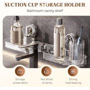 Luxorio Suction Bathroom Organizer,Space Saving Suction Cup Storage Rack, No-Drill Wall Mounted Storage Holder for Bathroom Kitchen Storage Rack Shelf Showers Accessories (1pcs White)