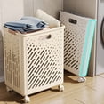 thumbnail image 1 of Cesto de ropa plegable con ruedas | Cesto portátil multifuncional para ropa sucia | Organizador plegable para juguetes y almacenamiento de baño y apartamentos | Plástico beige, 1 of 6