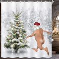 thumbnail image 2 of Funny Christmas Santa Claus Shower Curtain, Christmas Tree Winter Forest Snowflake Bathroom Curtains, Durable Waterproof Fabric Shower Curtain Set with 12 Hooks, 72X72in, 2 of 5