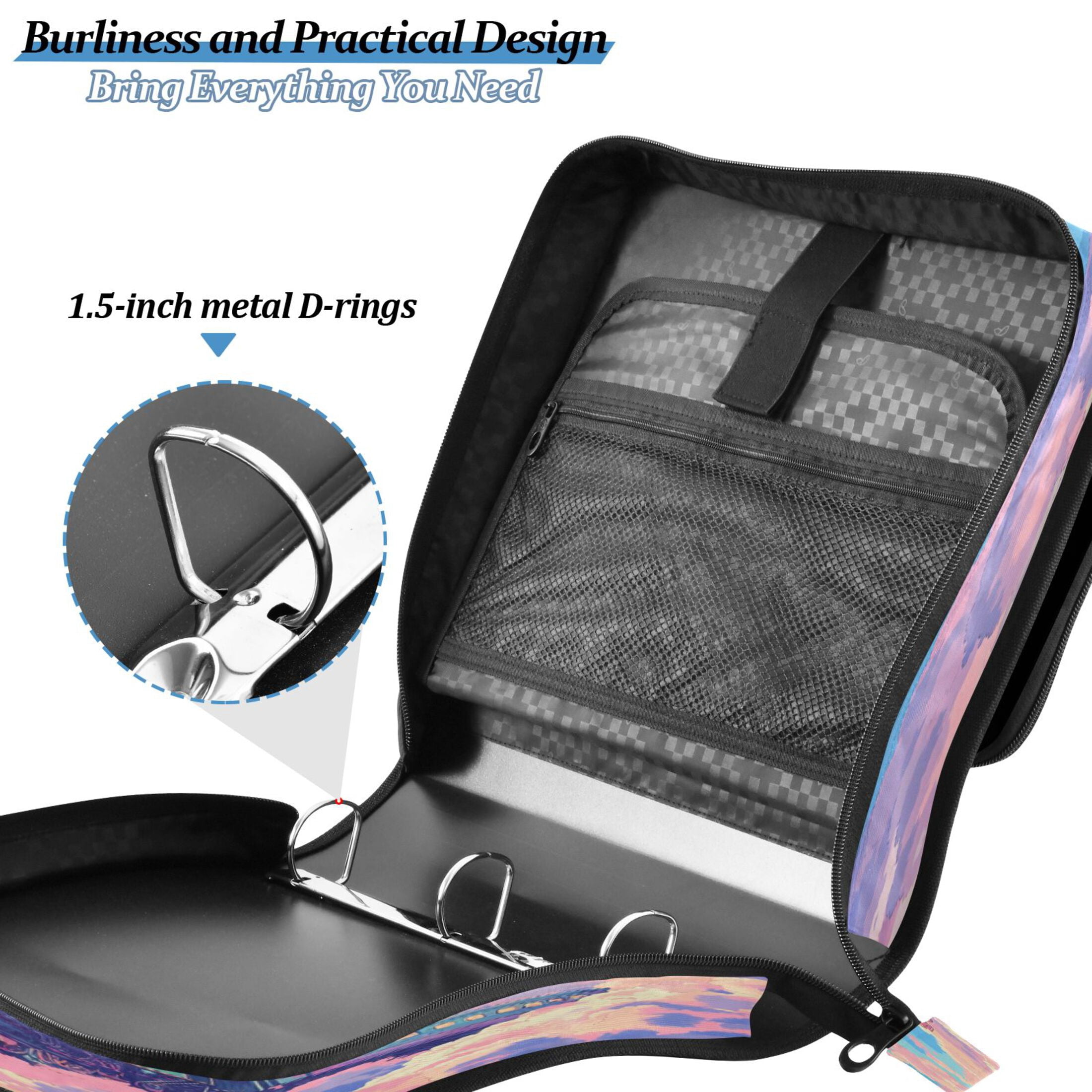 YAZAOO Zipper Binder trapper keeper Documents Organized Design Cloudbound Express Printed