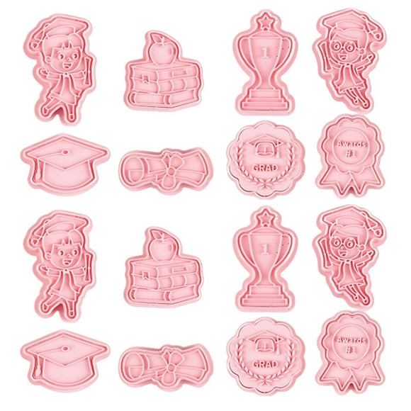 KAKOWELY 16 cortadores de galletas con temática de graduación, moldes para hornear, moldes de cocina para hornear DIY