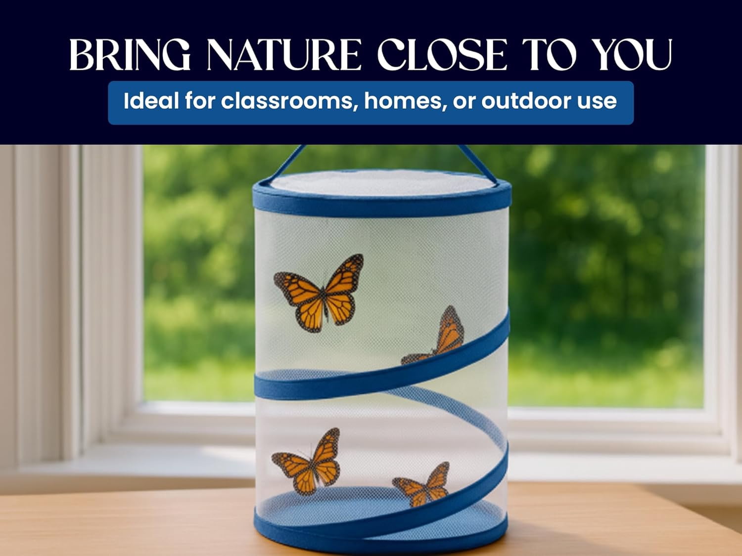 Pop-up Insect and Butterfly Habitat Mesh Cage 18"x12" Clear See Through Butterfly Cage - Large Mesh with Extra Room