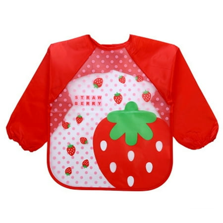 

BYHONG Toddler Kids Boys Girls Cartoon Long Sleeve Waterproof Feeding Apron Bib Smock Bib for Baby B One Size