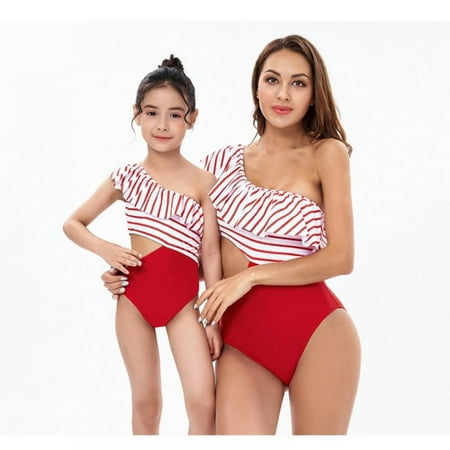 

BULLPIANO Mother and Daughter Swimwear Family Matching Swimsuit Mommy and Me Bathing Suits Two-Pieces Bikini Set