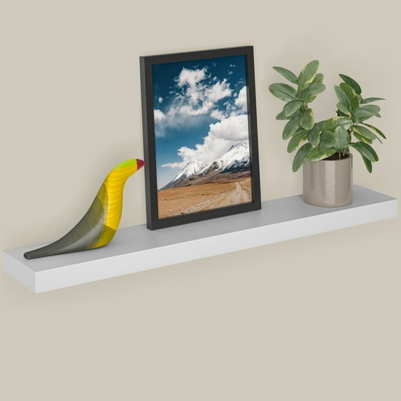 Ballucci 36" Floating Shelf, Wood Wall Mount Shelf with Invisible Bracket, 6" Deep, White