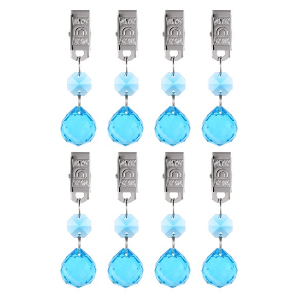 Uxcell 8-Pack Pesos para Manteles, Pesos de Cubierta de Mesa de Cristal con Clips Metálicos para Decoración/Picnic, Colgadores de Mantel de Prismas [Azul Claro]