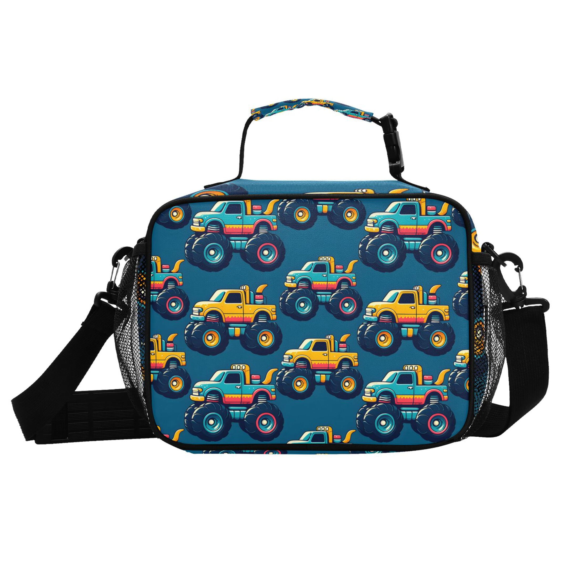 ALAZA Cartoon Car Vehicles Lunch Box Insulated Cooler Bag Reusable Tote Bags Shoulder Strap
