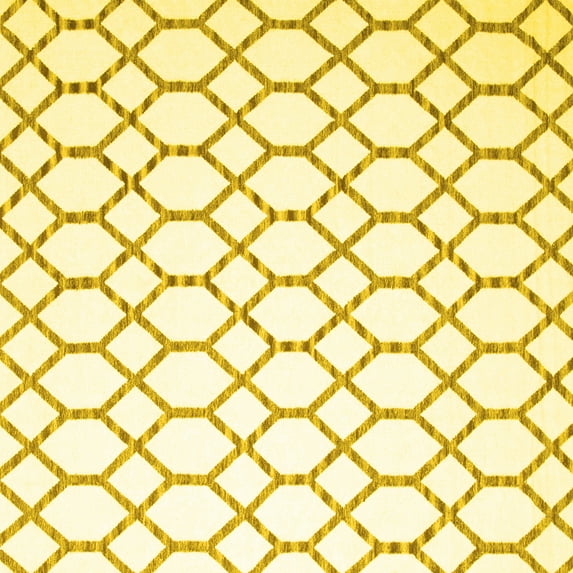 Ahgly Company Machine Washable Indoor Square Trellis Yellow Contemporary Area Rugs, 8' Square