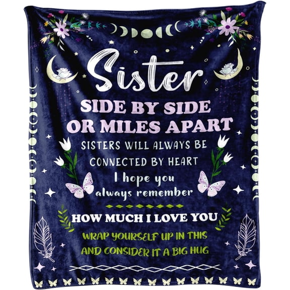 Sister Gifts Blanket 60"x80" – Cozy Fleece Throw Blanket Gifts for Christmas Thanksgiving for Sisters Adult, Sister Birthday Gifts for Girls on Graduation/Friendship Day