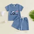 thumbnail image 2 of Toddler Baby Boy Girl Summer Clothes Set Boys Short Sleeve Cartoon Prints T Shirt Tops Shorts Child Kids Gentleman Outfits 6-12 Months 12-24 Months 2t 3t 4t 5t 6t 7t Children 18-24 Months, 2 of 4