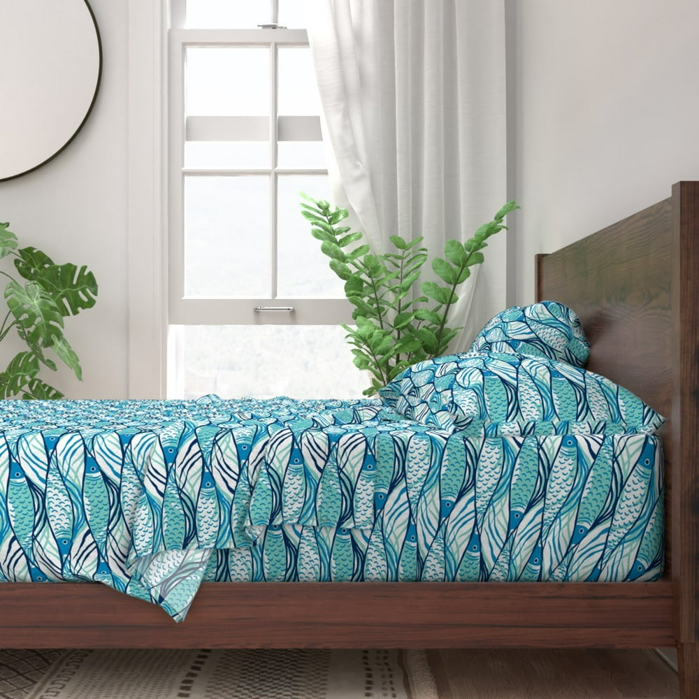 Nautical Beach House Coastal Summer 100 Cotton Sateen Sheet Set by