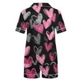 thumbnail image 5 of Xdegoge Valentines Pajamas for Women Set Matching 2 Piece Outfits Heart Graphic Sleepwear Short Sleeve Button Down Lapel Tops and Shorts Lounge Pjs, 5 of 5