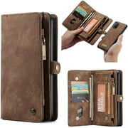 Bpowe Galaxy A51 Wallet Case,Zipper Purse Leather Shockproof TPU Bumper Detachable Magnetic Flip Case with Card Slots
