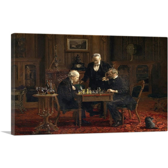 ARTCANVAS The Chess Players 1876 Canvas Art Print by Thomas Eakins - Size: 26" x 18" (0.75" Deep)