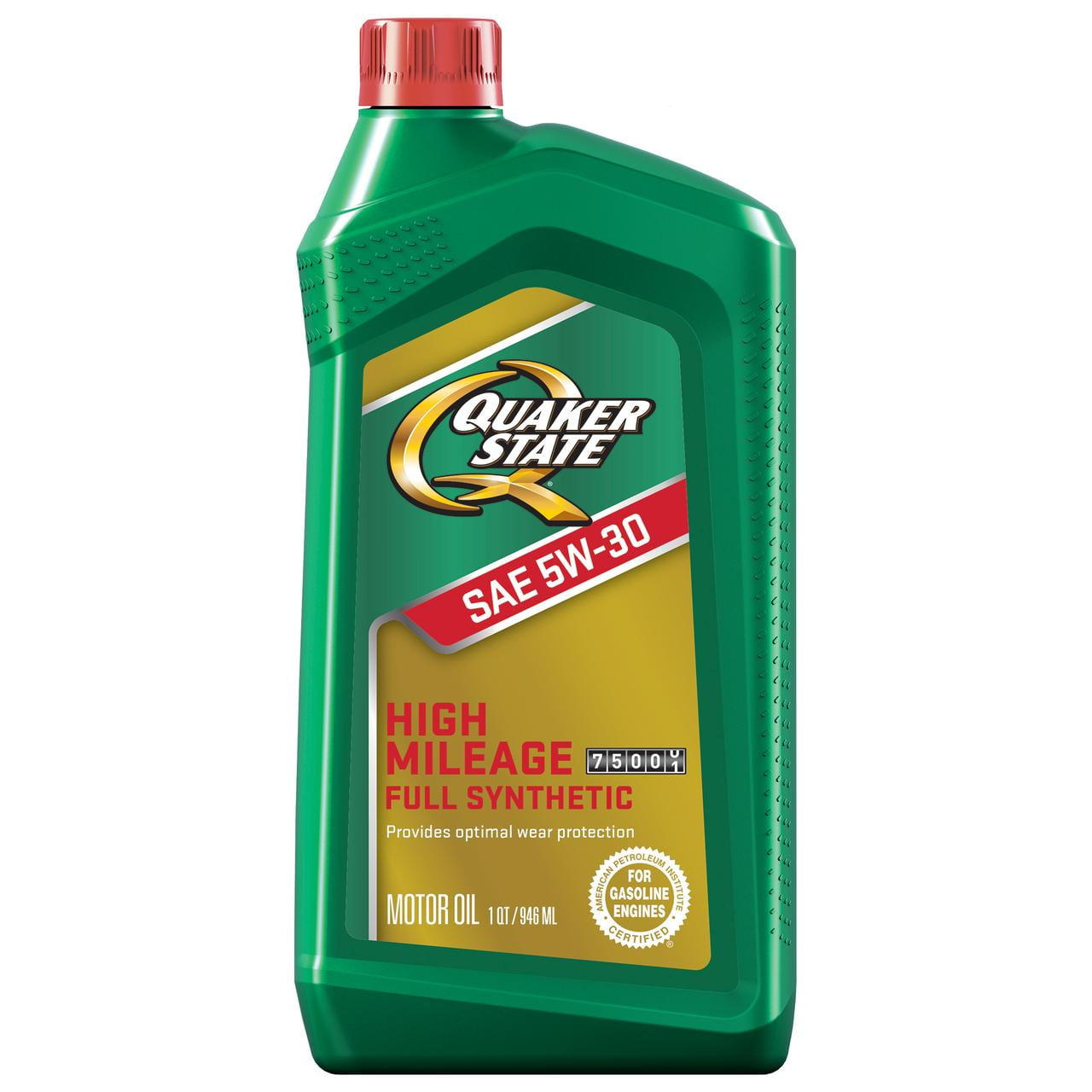 Quaker State High Mileage Full Synthetic 5W-30 Motor Oil for Vehicles over 75K Miles, 1 Quart