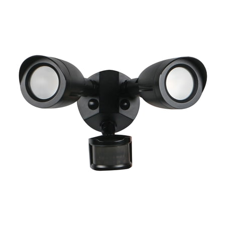 Nuvo Lighting LED Security Light Dual Head With Motion Sensor Black Finish 3000K