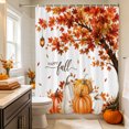 thumbnail image 6 of Happy Fall Shower Curtains for Bathroom, Maple Tree Orange Pumpkins Thanksgiving Waterproof Fabric Shower Curtain, Decorative Bathroom Curtain for Bathtub, 72"x72", No Hooks Included, 6 of 9