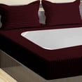 thumbnail image 5 of D.N.G. BEDDINGS 3 Piece Box Spring Cover - 100% Egyptian Cotton, 800 TC, Wrap Around 4 Sides Bed Skirt for Hotel & Home, Fits Box Springs up to 21 Inch - King, Stripe Wine Color, 5 of 9