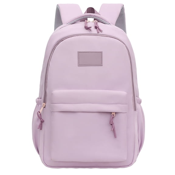 Leather Patch Color Block Backpack Drawstring Side Pocket Large Capacity Waterproof Back To School Travel Bookbag