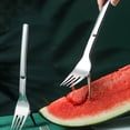 thumbnail image 2 of Monstrate Tenedor de sandía, cuchara de cocina de acero inoxidable, portátil, hogar, Picnic, barbacoa, cubiertos, rebanador de frutas, pastel, Mostrada, 2 of 6