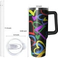 thumbnail image 2 of 40oz Rainbow Tumbler With Handle and Straws, Gifts For Gays Lesbian LGBTQ, Gay Pride Flag Coffee Mug Water Bottle, LGBT Stainless Steel Insulated Cup,Valentines Birthday Gift, 2 of 6