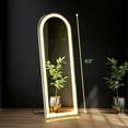 thumbnail image 3 of Bigleap Arched Mirror Full Length with LED Lights, 16"x60" Body Wall Mirrors, Tall Arch Mirror, Dimmable 3-Color Lighting for Bedroom Cloakroom, 3 of 8
