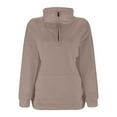 thumbnail image 5 of Hpapadks Sweatshirt for Women Solid Casual Half Zipper Stand Hoodless Sweatshirts with Pocket Hoodies for Women Khaki XXL, 5 of 6