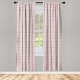 thumbnail image 3 of Ambesonne Abstract Curtains, Pastel Color Checkered, Pair of 28"x84", Mint Salmon Pale Pink, 3 of 5