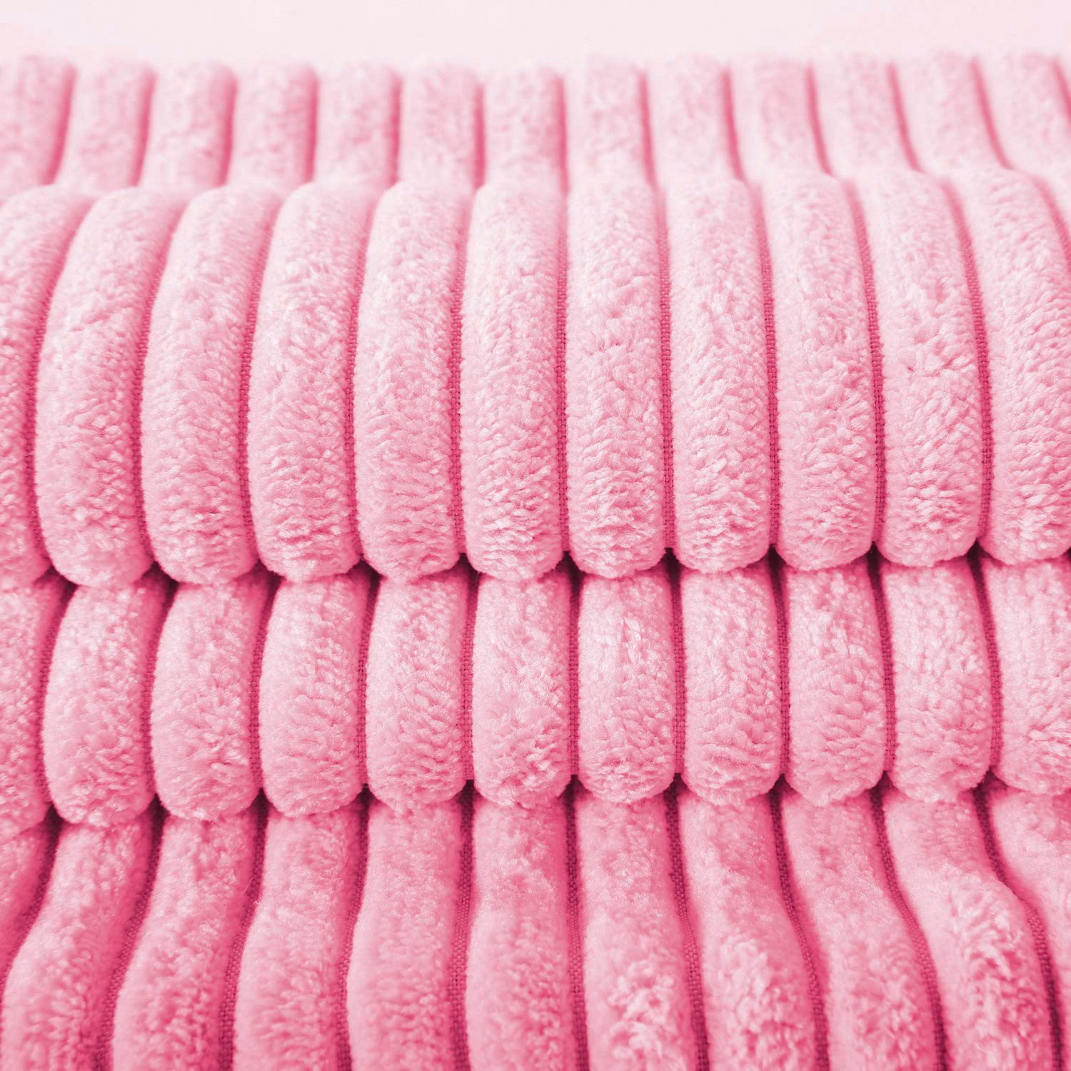 Soft Corduroy Striped Velvet Square Decorative Throw Pillow Cusion For Couch, 20" x 20", Pink, 2 Pack