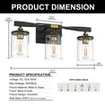 thumbnail image 5 of YANSUN 19.7 in 3-Light Black and Gold Bathroom Vanity Light Fixtures Over Mirror, Ideal for Bathroom, Hallway, Bedroom, Powder Room, 5 of 8