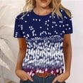 thumbnail image 1 of Hauts d'Entraînement d'Été Grande Taille pour Femmes, T-Shirts d'Été Décontractés à Col Rond à Manches Courtes, Imprimé Drapeau, Coupe Ajustée, Hauts Basiques, Tees, Blouses, T-Shirt à Col en V pour Femmes en Liquidation, 1 of 6
