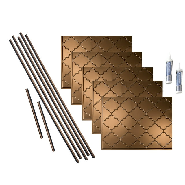 FASÄDE Monaco Decorative Vinyl Backsplash 15 sq ft Kit in Oil Rubbed Bronze