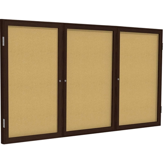 Ghent's Wood 48" x 96" 3 Door Enclosed Bulletin Board in Natural