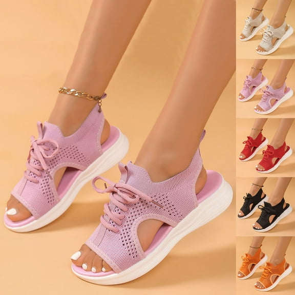 Sandals for Women 2025, Xunlbb Women's Fashion Casual Summer New Solid Color Wedge Heel Fish Mouth Strap Sandals(Black,Size:36)