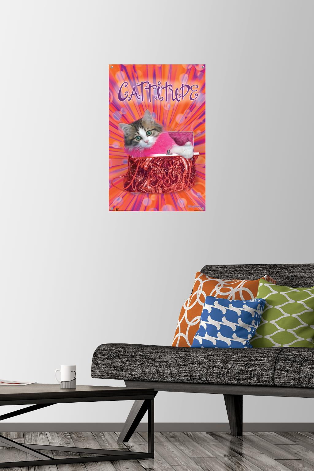 Keith Kimberlin - Cattitude Wall Poster with Push Pins, 14.725" x 22.375"