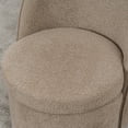 thumbnail image 2 of YOUNIKE Swivel Wingback Vanity Stool, Upholstered Accent Stool, Boucle Fabric Make-up Chair, Coffee, 2 of 20