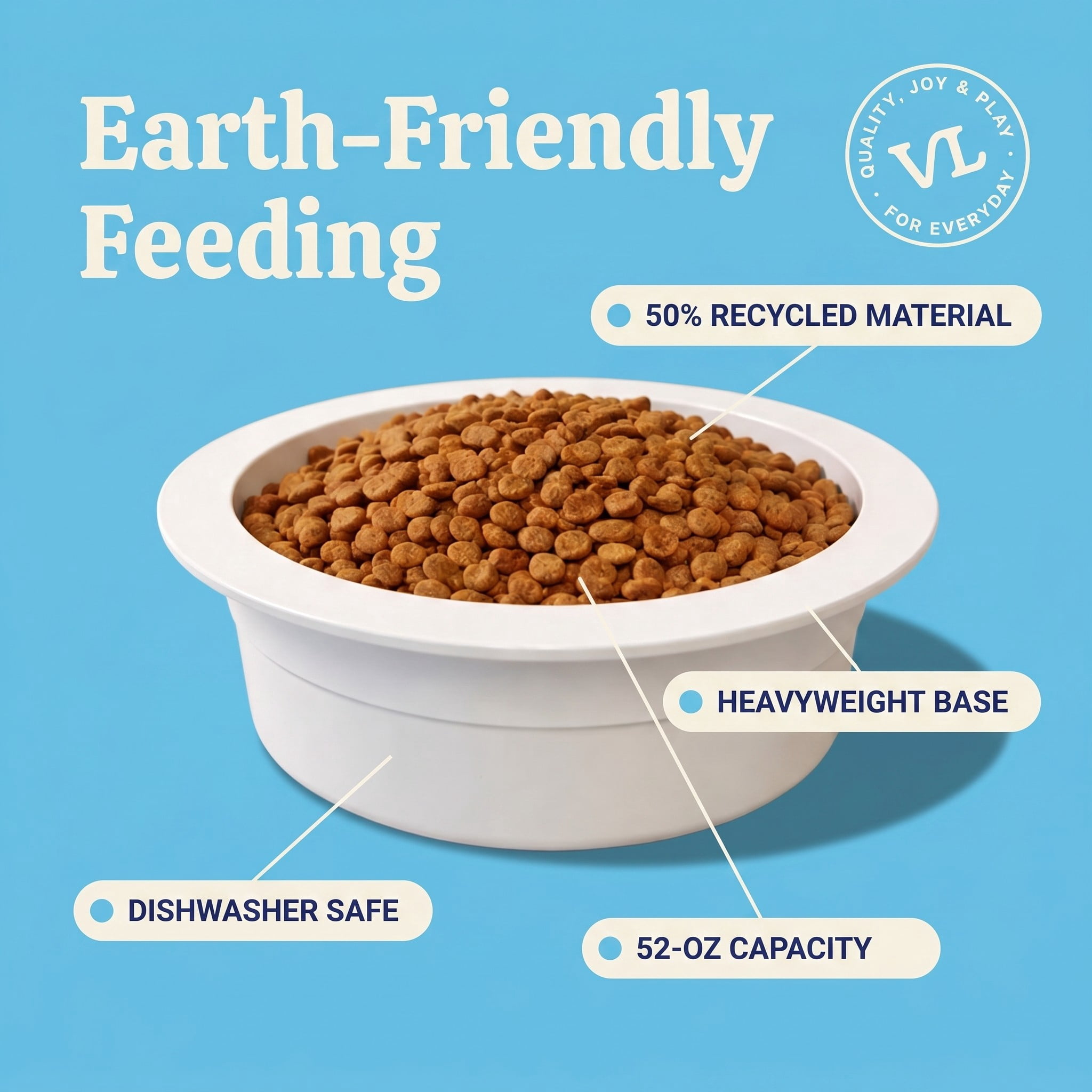 (3 pack) Vibrant Life 6.5-Cup Medium Crock Pet Bowl, Light Beige