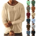 thumbnail image 7 of FAIWAD Linen Shirts for Men Long Sleeve Crew Neck Casual Loose Shirts Lightweight Workout Athletic Tops, 7 of 7