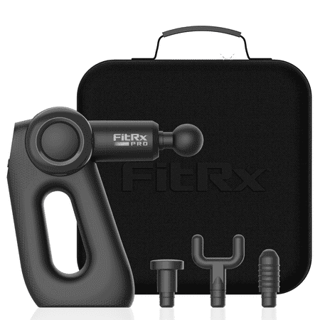 FitRx Pro Muscle Massage Gun, Neck and Back Handheld Percussion Massager with Multiple Speeds and Attachments