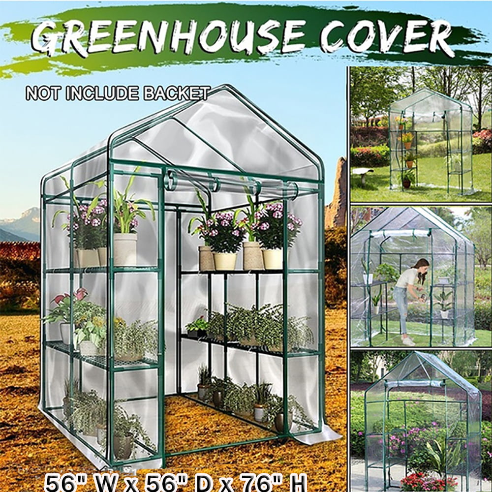 Multi-Style,7 Walk-in Greenhouse Cover PVC Plastic Replacement Garden Cover Multi-Tier Multi-Shelf Portable Green House Plant Cover Lawn PE for Flower Plant 