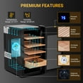thumbnail image 2 of 50L Black Cooling & Heating Cigar Humidor 3 in 1 Electronic Humidor Cabinet with Lights Control System& Wood Shelves Gift for Men, 2 of 7