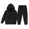 thumbnail image 5 of Toddler Girl Outfits 2 Piece Solid Print Hooded Long Sleeve Essential Hoodie And Cuffed Trousers Casual Wear Girls' Clothing Sets 2 Years-3 Years, 5 of 6
