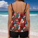 thumbnail image 3 of WILLBEST Trajes de Baño Niña Natación Conjunto de Bikini Con Estampado Floral Para Mujer Traje de Baño de Dos Piezas de Cintura Alta Tankini Con Tirantes Traje de Baño de Playa 1423, 3 of 5